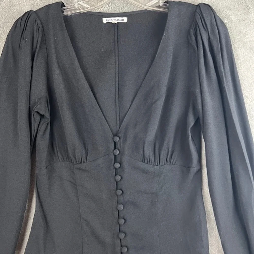Reformation Nell Top Womens XS Black Puff Sleeve Romantic Clean Girl Cottagecore